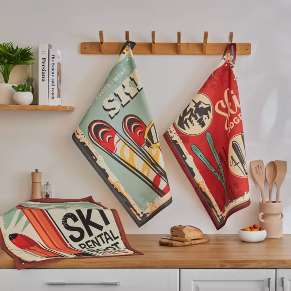 Set van 3 katoenen theedoeken (50 x 70 cm) Touschuss Meerkleurig