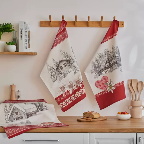 Lote de 3 pa�os de cocina de algod�n (50 x 70 cm) Alpage Multicolor