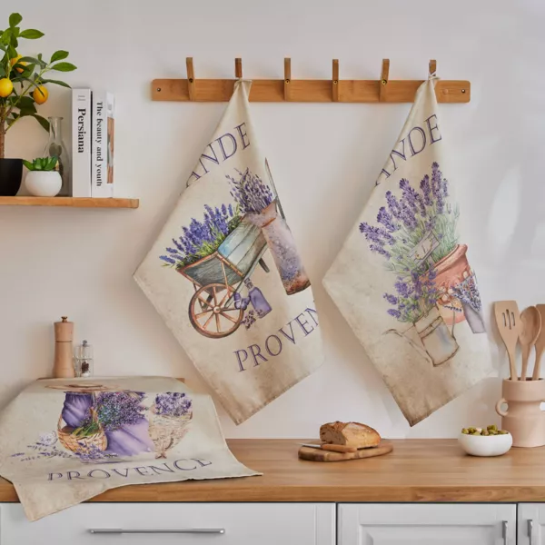 Set van 3 katoenen theedoeken (50 x 70 cm) Valensole Meerkleurig