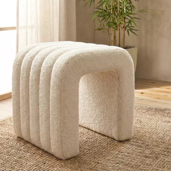 Pouf boucl� (H45 cm) Voltra Beige