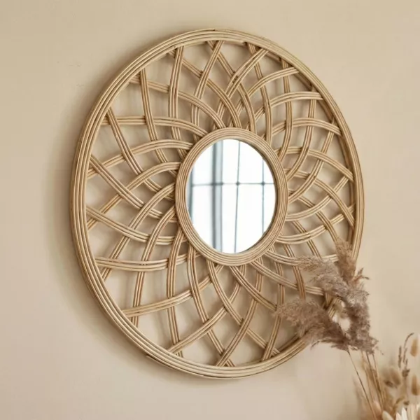Miroir mural bambou (D44.5 cm) Orenna Beige