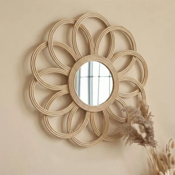 Specchio da parete in bamb� (44,5 cm) Calenza Beige