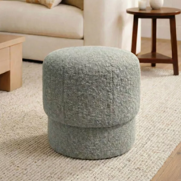 Tessaro Beige Pouf mit Boucl�-Optik (H40 cm)