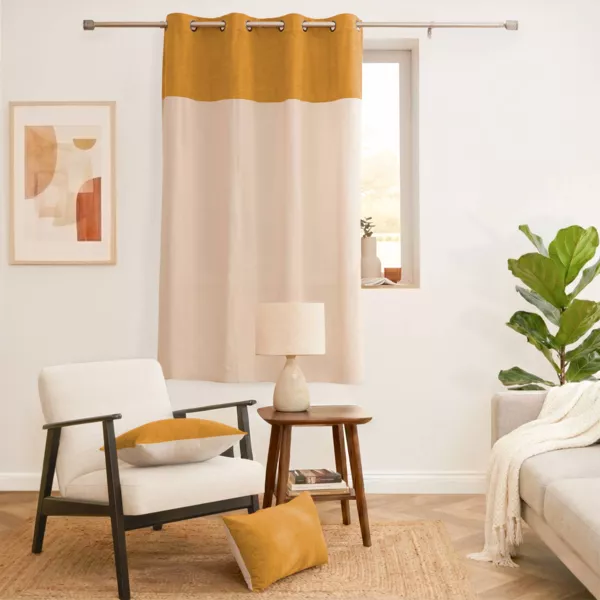 Rideau bouclette (140 x 180 cm) Ava Jaune ocre