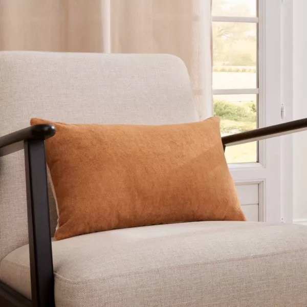 Coussin rectangulaire bouclette (30 x 50 cm) Ava Camel