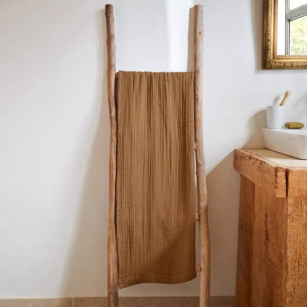 Asciugamano da bagno in garza di cotone (70 x 130 cm) Gaia Camel
