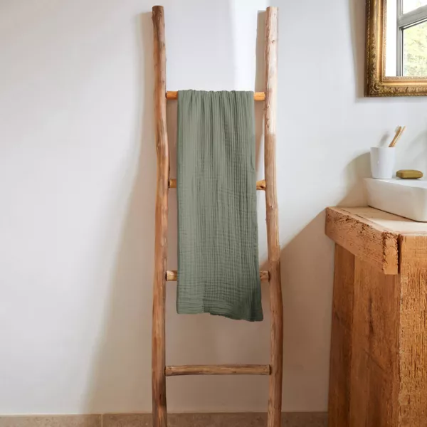 Serviette de bain gaze de coton (50 x 90 cm) Ga�a Vert romarin
