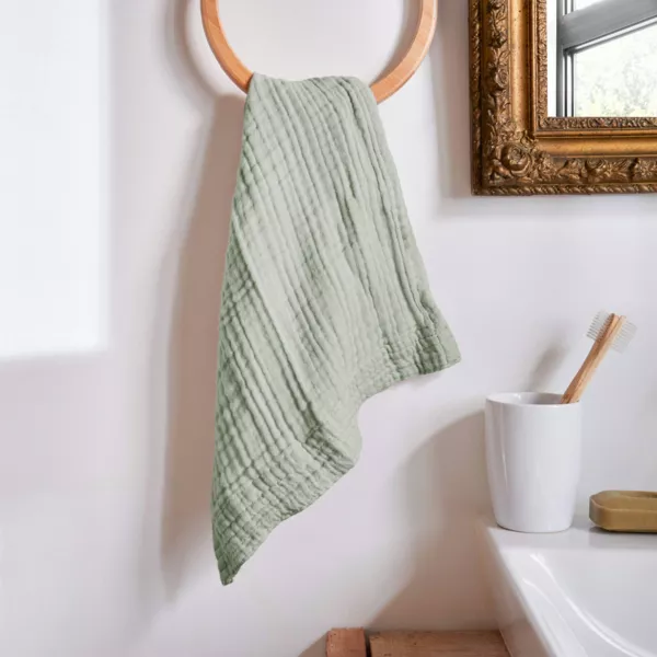 Serviette de bain gaze de coton (30 x 50 cm) Ga�a Vert eucalyptus