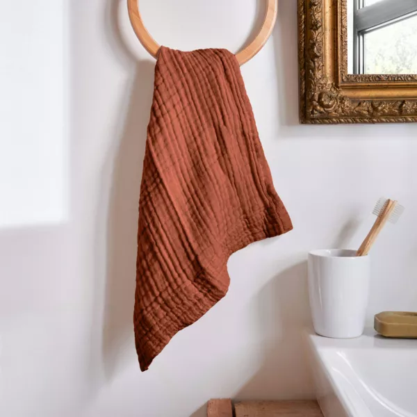 Serviette de bain gaze de coton (30 x 50 cm) Ga�a Terracotta