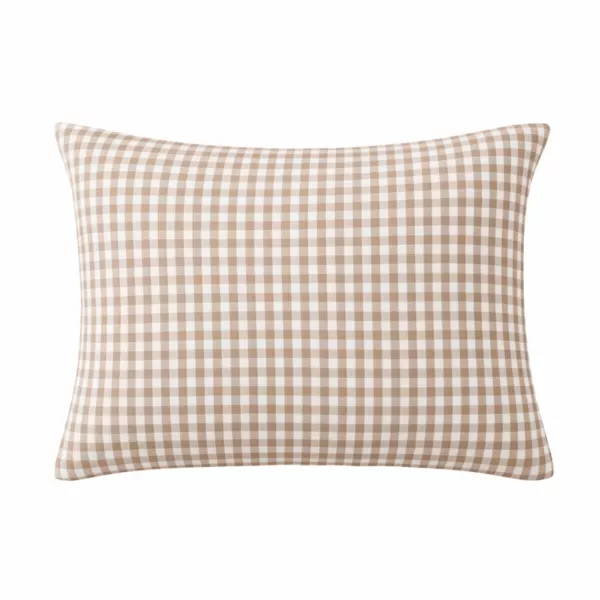 Rektangulær pudebetræk i bomuldsgaze (50 x 70 cm) Gaïa Vichy Ficelle