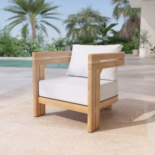 Fauteuil de jardin en bois teck Zanzibar �cru