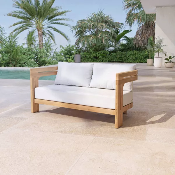 Canap� de jardin en bois teck 2 places Zanzibar �cru 