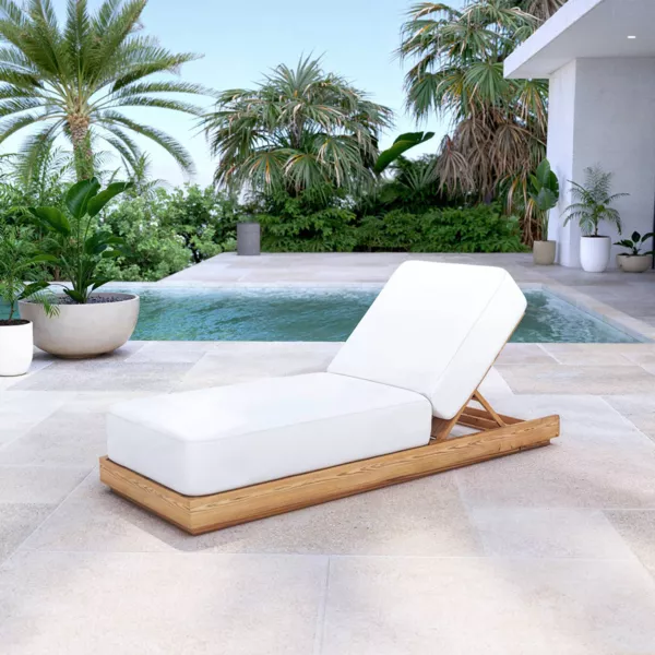 Teakhouten ligstoel Zanzibar Ecru