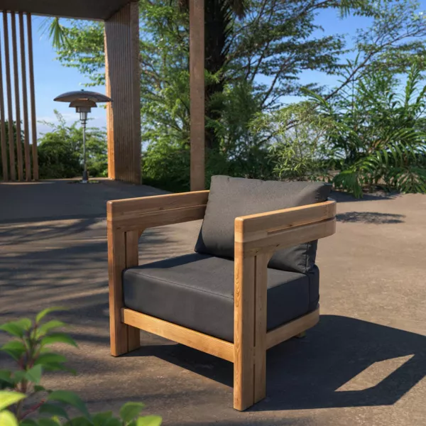 Sill�n de jard�n en madera de teca Zanz�bar Gris granito