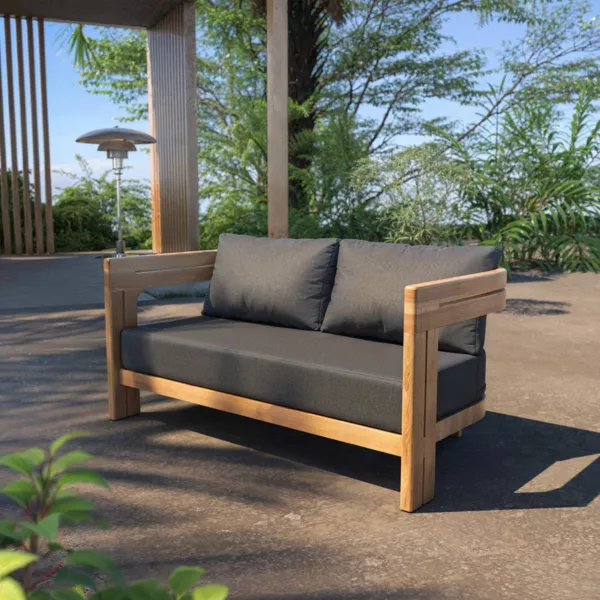 Canap� de jardin en bois teck 2 places Zanzibar Gris anthracite