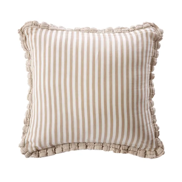 Firkantet bomuldsgaze pude (45 x 45 cm) Ga�a striber Ficelle
