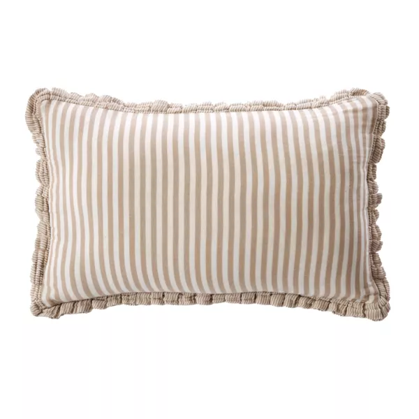Rechteckiges Kissen aus Musselin (40x 60 cm) Ga�a Streifen Hellbraun