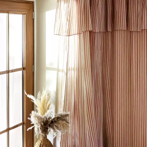 Rideau gaze de coton ajustable (140 x max 180 cm) Ga�a rayures Abricot