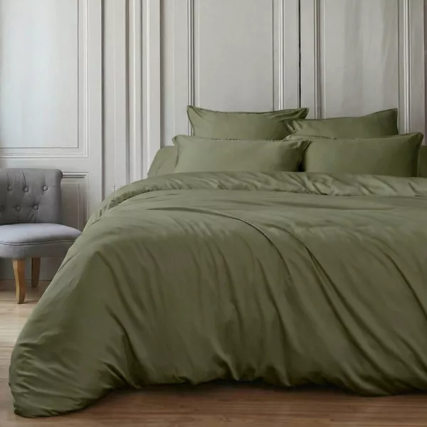 Housse de couette satin de bambou (240 x 220 cm) Sienna Vert romarin