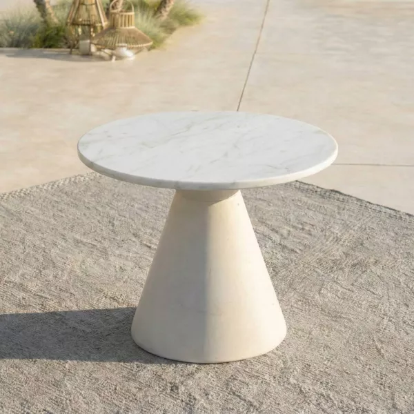 Tavolo da giardino rotondo in ceramica (D60 cm) Riviera Beige