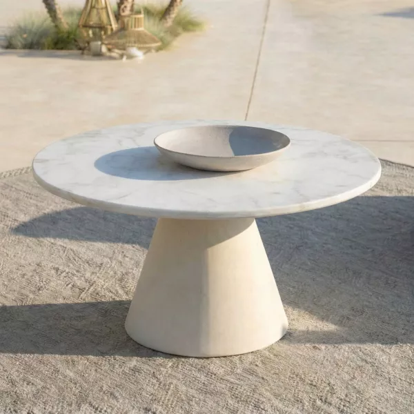 Ronde tuin salontafel in keramiek (D81 cm) Riviera Beige