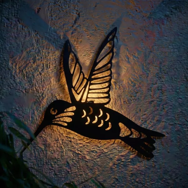 Solar-Wandleuchte aus Metall (L31,5 cm) Kolibri Schwarz