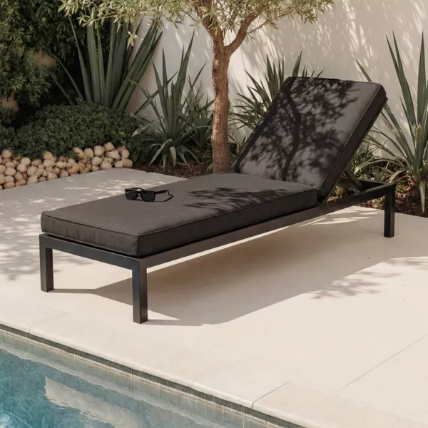 Coussin de transat enroulable (190 x 60 cm) Edena Luxe Noir
