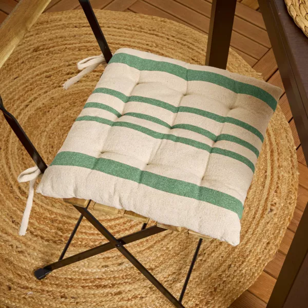 Vierkant Buitenkussen van Katoenen Canvas voor Stoel (38 x 38 cm) Nautira Groen