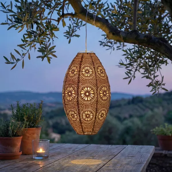 Sospensione da giardino solare (H38 cm) Lanterna traforata Marrone