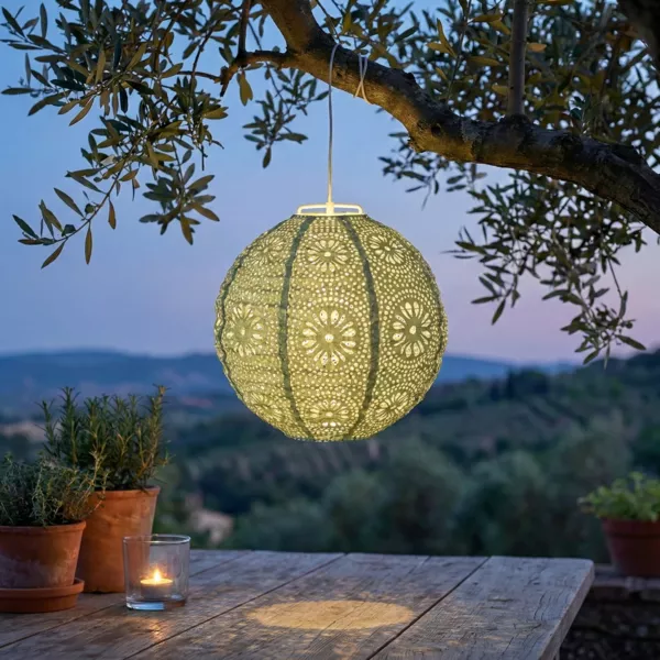 Suspensi�n solar de jard�n (H23 cm) Linterna calada Verde Pino