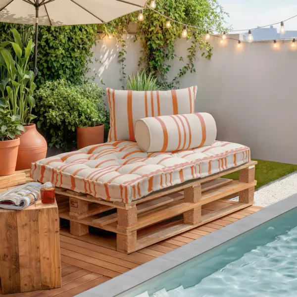 Buitenkussen voor pallets rechthoekig (120 x 80 cm) Nautira Oranje