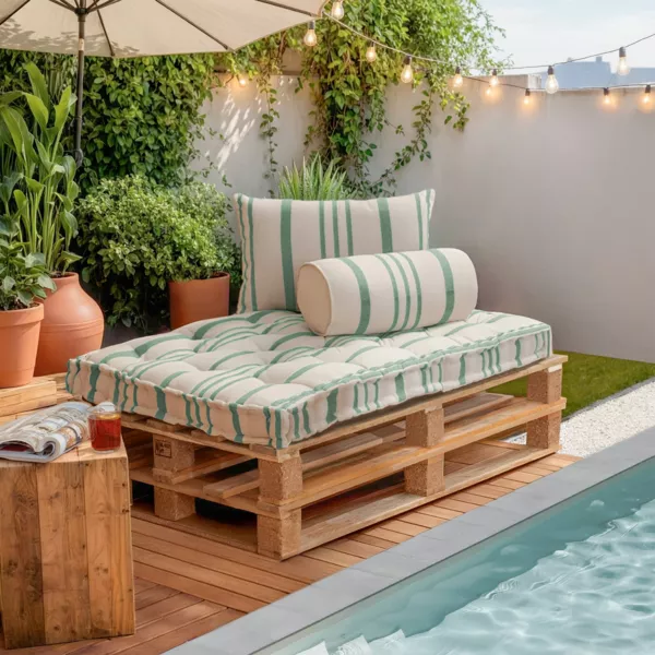 Udendørs rektangulær pallepude (120 x 80 cm) Nautira Grøn