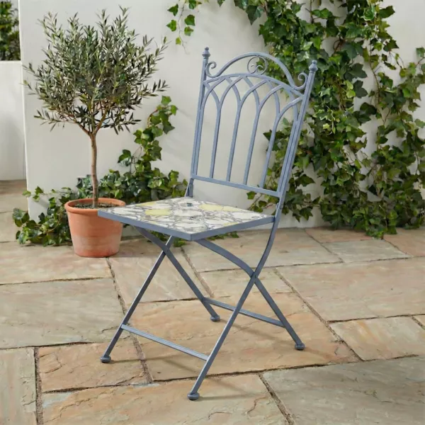Chaise bistro pliable en mosa�que Sorrento Bleu clair