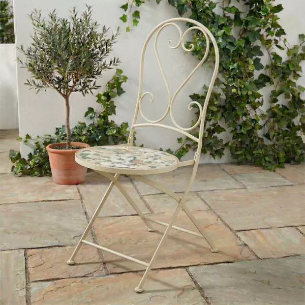 Chaise bistrot pliable en mosa�que Gen�ve Cr�me