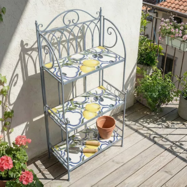 Opvouwbare buitenbloemenrek in moza�ek (H118 cm) Sorrento Lichtblauw