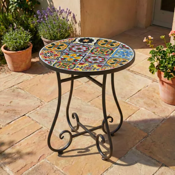 Runder Beistelltisch in Mosaik (H46 x D39 cm) Braga Mehrfarbig