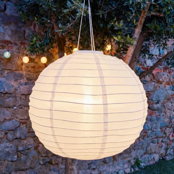 Solar-H�ngeleuchte (H35 cm) Lanterne chinoise Wei�