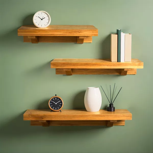 Conjunto de 3 estantes de madera (L60-50-40 cm) Jaipur Madera oscura