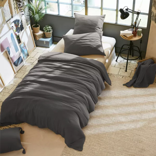 Musselin-Bettbezug (140 x 200 cm) Ga�a Dunkelgrau