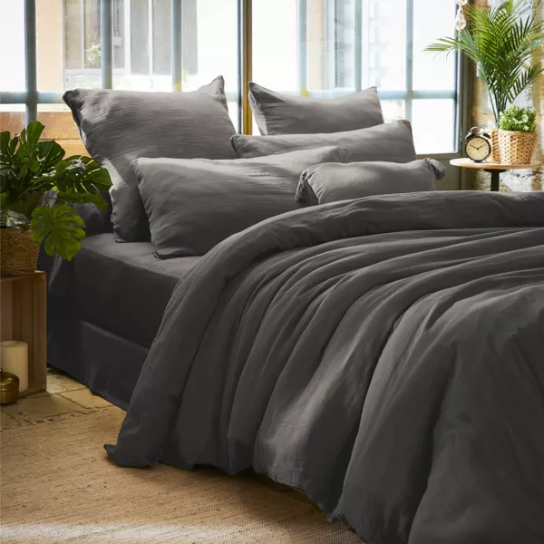 Housse de couette gaze de coton (200 x 200 cm) Ga�a Gris granit