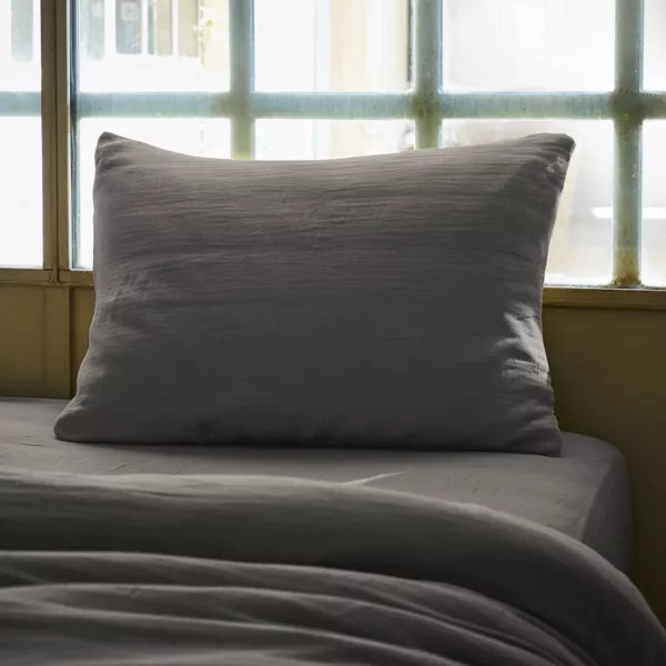 Federa rettangolare garza di cotone (L80 cm) Ga�a Grigio granito