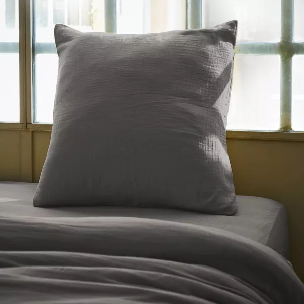 Quadratischer Musselin-Kopfkissenbezug (60 x 60 cm) Ga�a Dunkelgrau