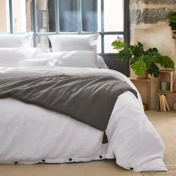 Runner letto garza di cotone (90 x 200 cm) Ga�a Grigio granito