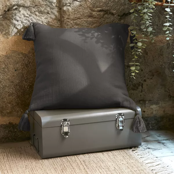 Cuscino quadrato garza di cotone (40 cm) Ga�a Grigio granito