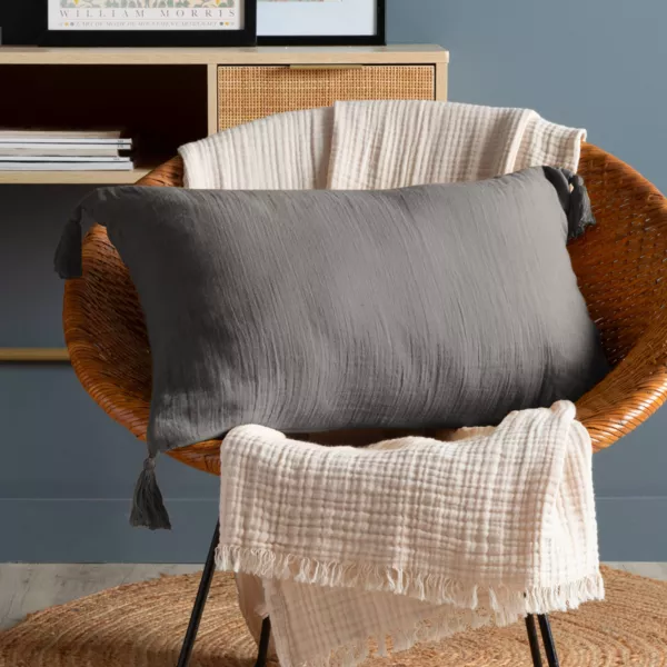 Coj�n rectangular en gasa de algod�n (40 x 60 cm) Ga�a Gris granito
