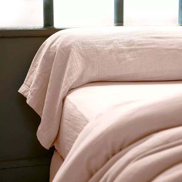 Taie de traversin gaze de coton (L185 cm) Ga�a Rose poudr�