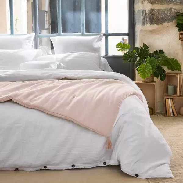 Edredon gaze de coton (90 x 200 cm) Ga�a Rose poudr�