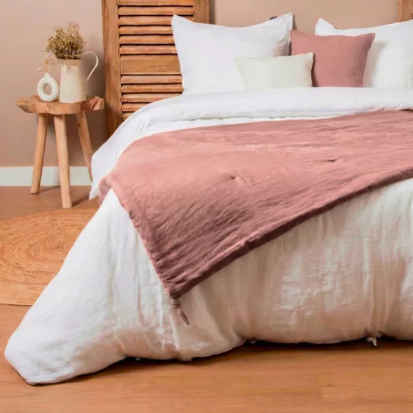 Gewaschene Leinenbettdecke (90 x 200 cm) Louise Altrosa