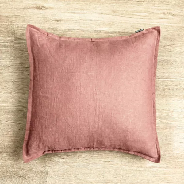 Taie d'oreiller Carr�e en lin lav� (80 x 80 cm) Louise Vieux rose