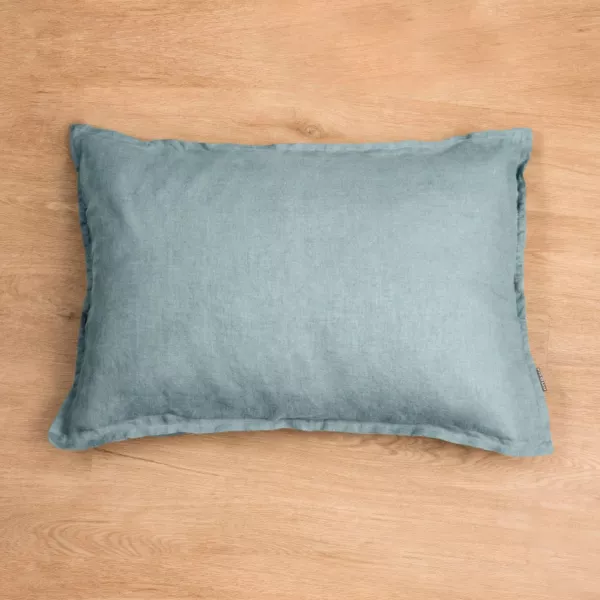 Funda de almohada Rectangular de lino lavado (50 x 70 cm) Louise Azul Azur